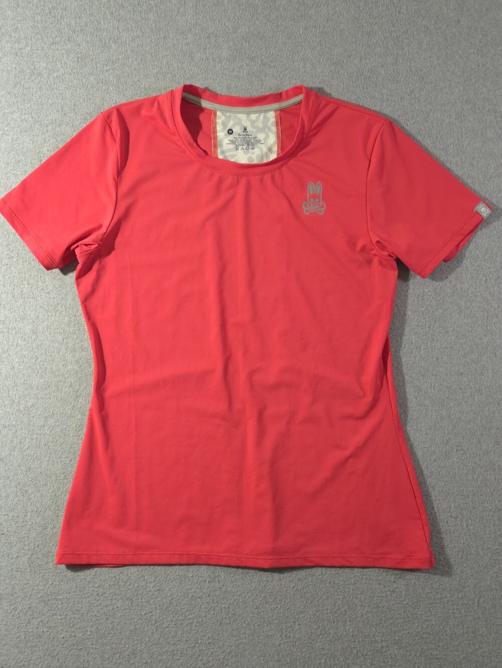 Psycho Bunny Sport Tee Red Mesh Panel Athletic Shirt Women's Medium Breathable